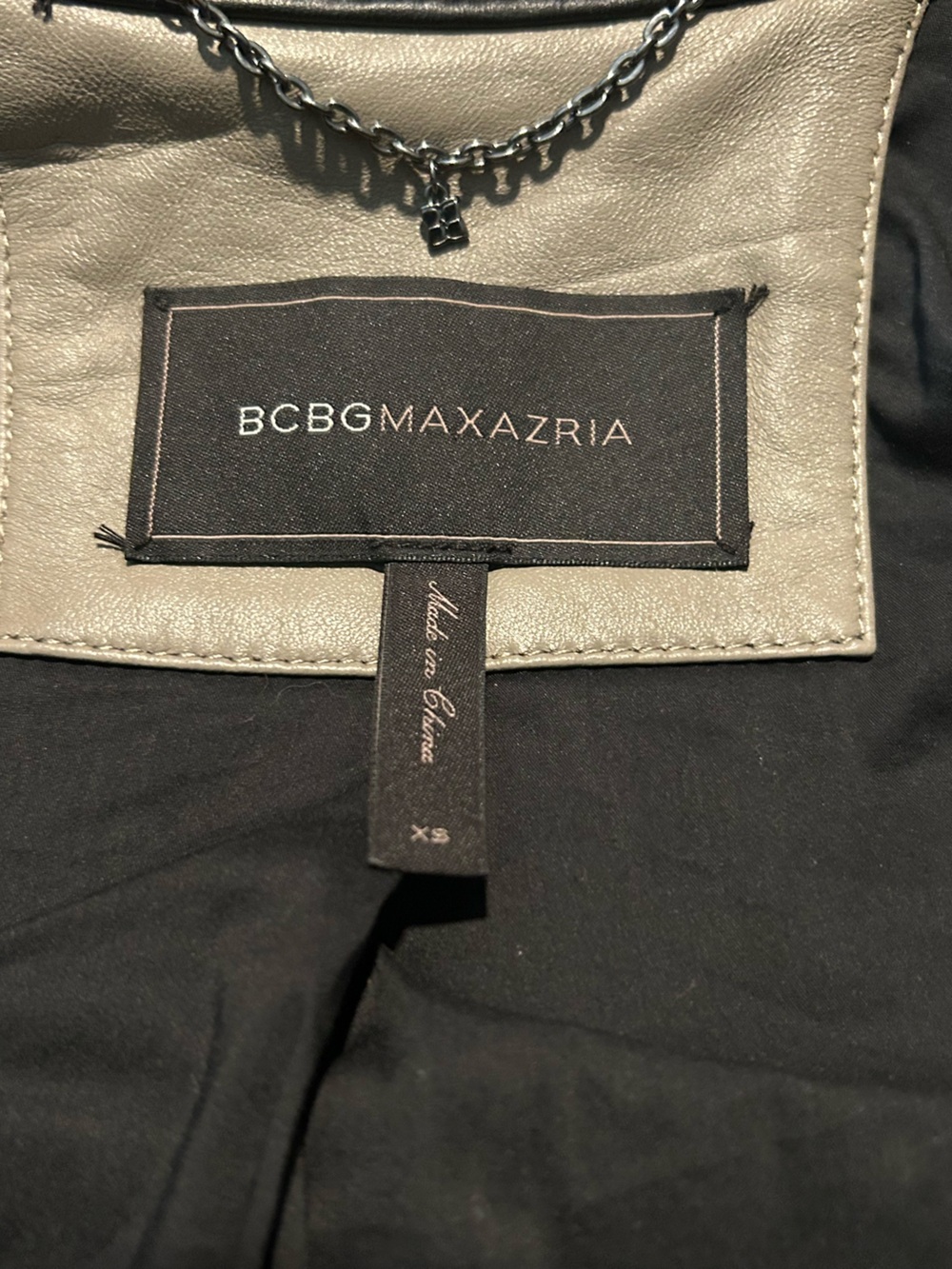 BCBGMAXAZRIA Mossy-Beige Lamb Leather Quilted Moto Jacket, Ladies XS - Picture 7 of 16